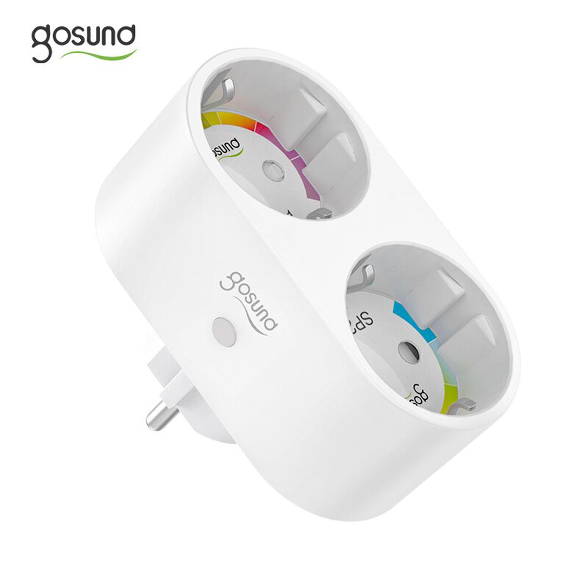 Tuya Gosund EU WiFi Smart Plug Power Monitor Function Dual Euro Smart Socket Work With Smart Life/Tuya App Google Home Alexa