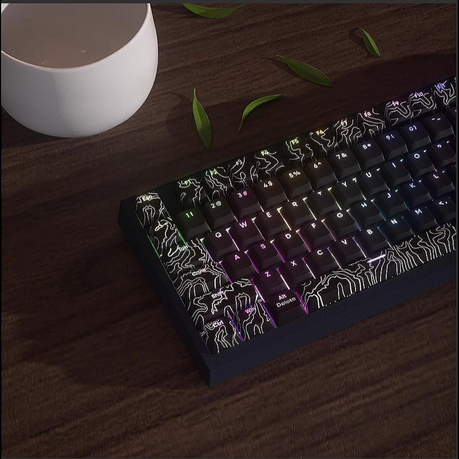 PBT Colored Mechanical Keyboard Keycaps, Cherry MX Cool Custom Side Printed Keycaps, OEM Specification, Supports ANSI ISO. 