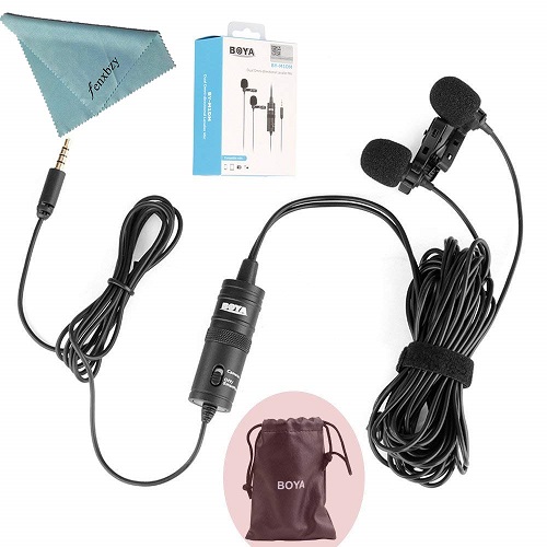 BOYA BY-M1DM Dual Omni Directional Universal Lavalier Microphone for Camera and Smartphone. 