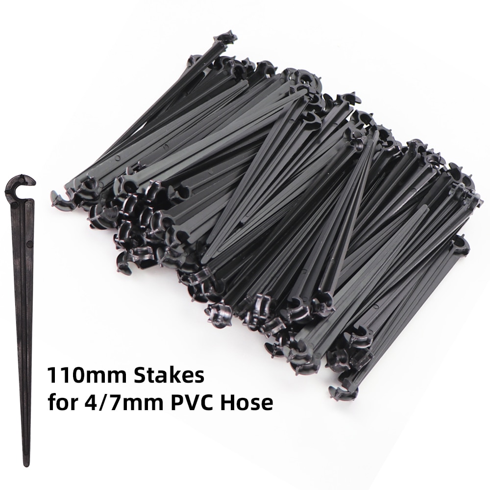 1/4" Hose Drip Irrigation Support Stakes C Shape Hook 4/7mm Pipe Fixed Stem Holder Garden Watering Dripper Sprinkler Bracket. 