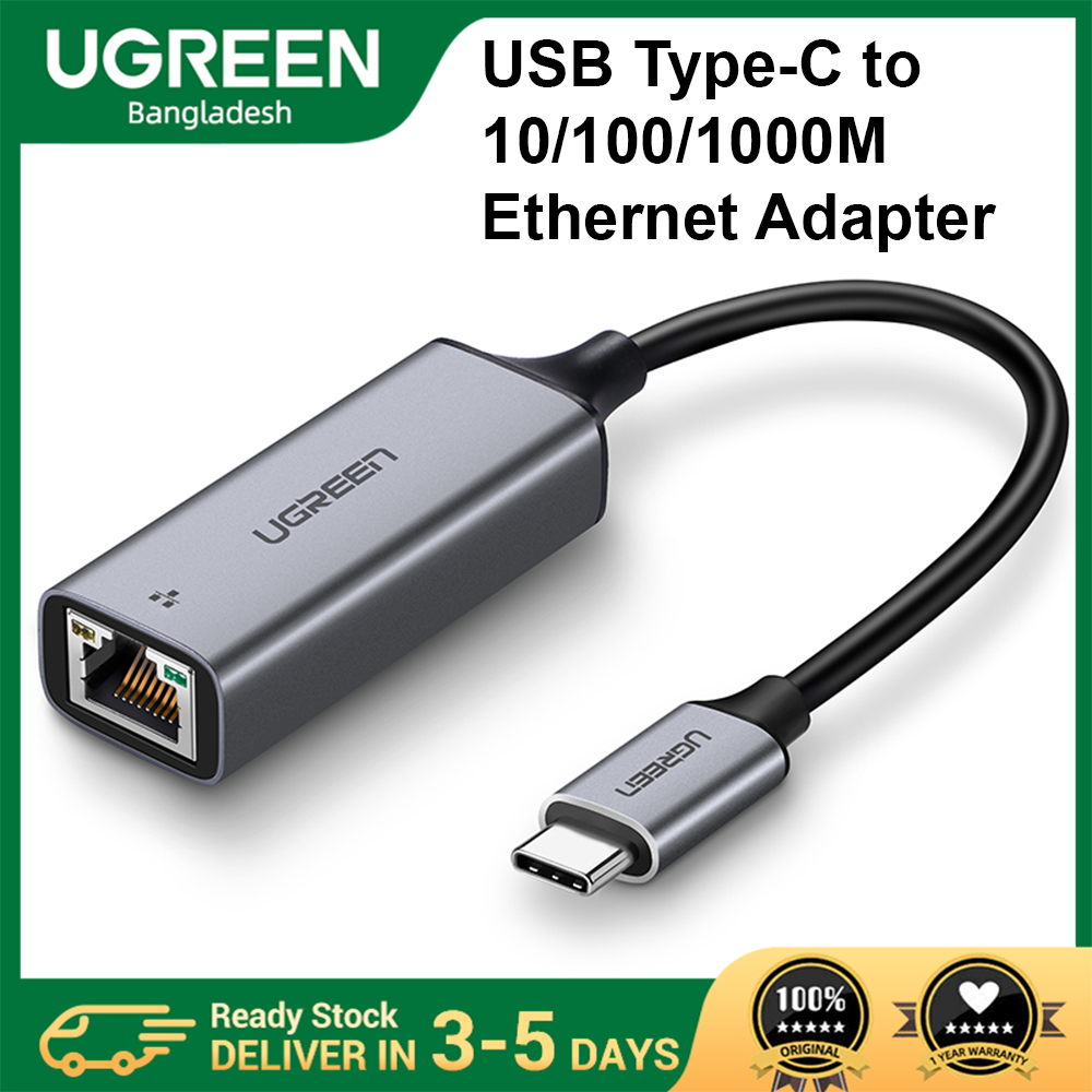 UGREEN CM199 (50737) USB Type-C to 10/100/1000M Ethernet Adapter - Interface: USB 3.0 Type C - Foldable and Portable design - Transfer Rate up to 1000 Mbps - Ideal for laptop, tablet and most USB-C powered