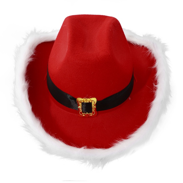 Cowboy Hat Western Red Felt LED Light up Hats Wide Brim Jazz Hat For Women Men For Halloween New Year Party Decor Santa Hats