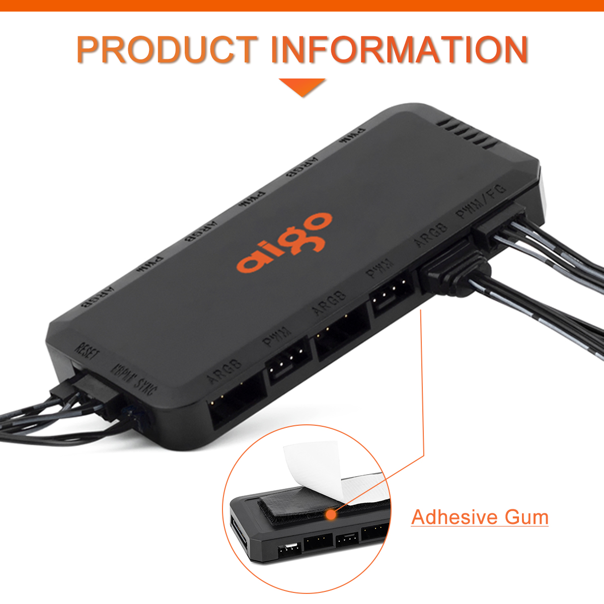 Aigo APC1 4Pin PWM 6 ARGB Ports 3Pin 5v Speed Controller Universal Computer Regulator PC Case Cooling Fan Hub remote control. 