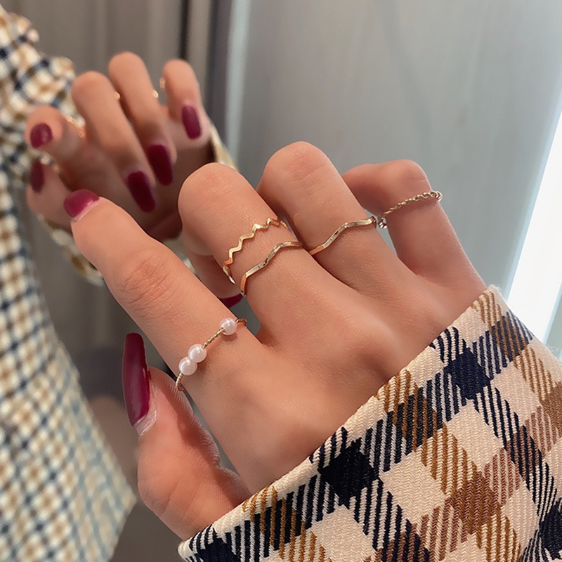 5pcs/Set Rings Girl Accessories Party Korean Ins
