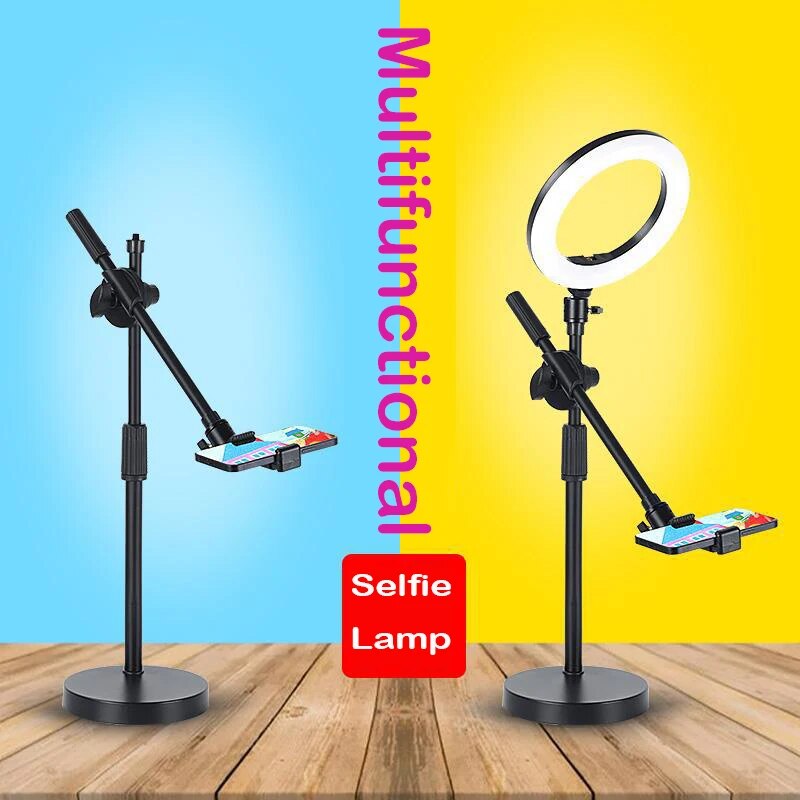 Desktop Overhead Tripod 26CM 16CM Ring Light Table Tabletop With Phone Holder Boom Arm For Live Youtube Streaming Video. 