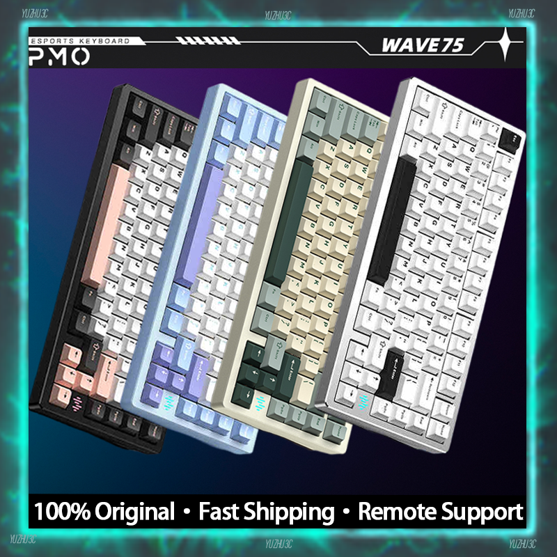 PMO Wave75 Mechanical Keyboard 8000mAh Custmoized Hot Swappable Hifi Switch CNC Aluminum BT 2.4G Wireless QMK VIA Driver