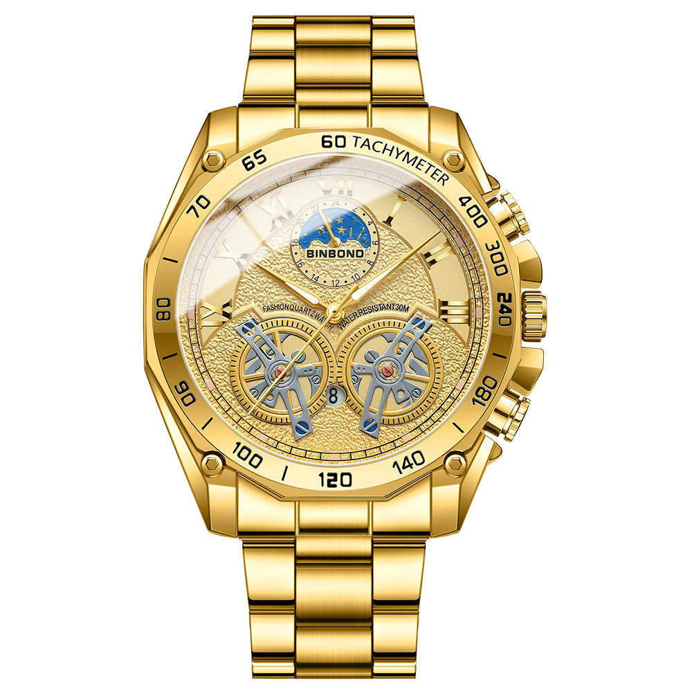 Double Tourbillon Watch Men's Non-Fully Automatic Machine Hollow Mechanical Watch Multi-Functional Fashion Luminous Waterproof Watch. 