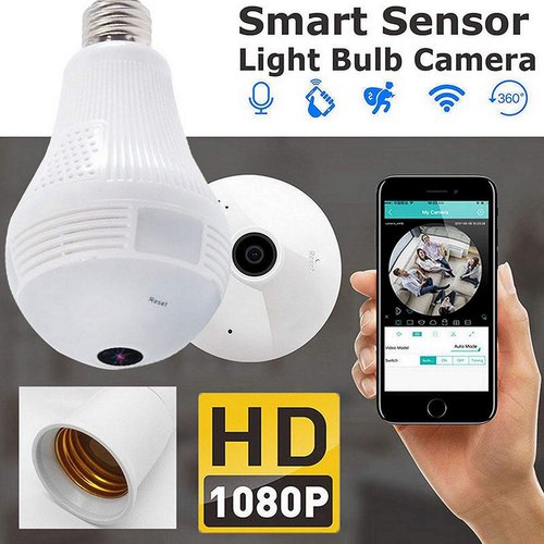 V380 PRO 360 Degree Fisheye Lens Panoramic WiFi Wireless Light Bulb Camera. 