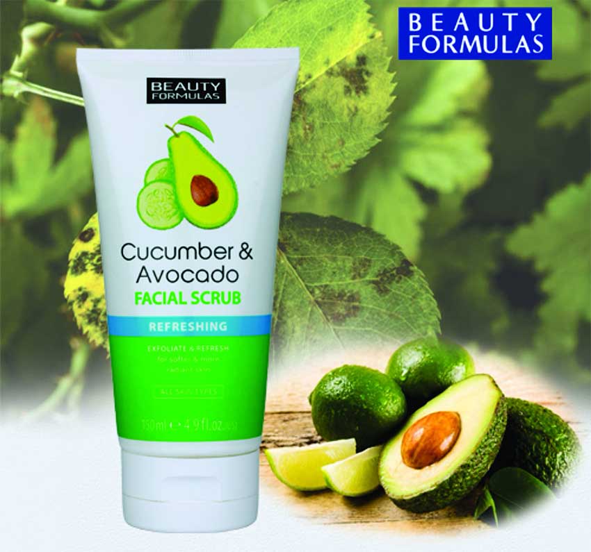 Beauty Formulas Cucumber & Avocado Facial Scrub 150ml -Face & Body Scrubs