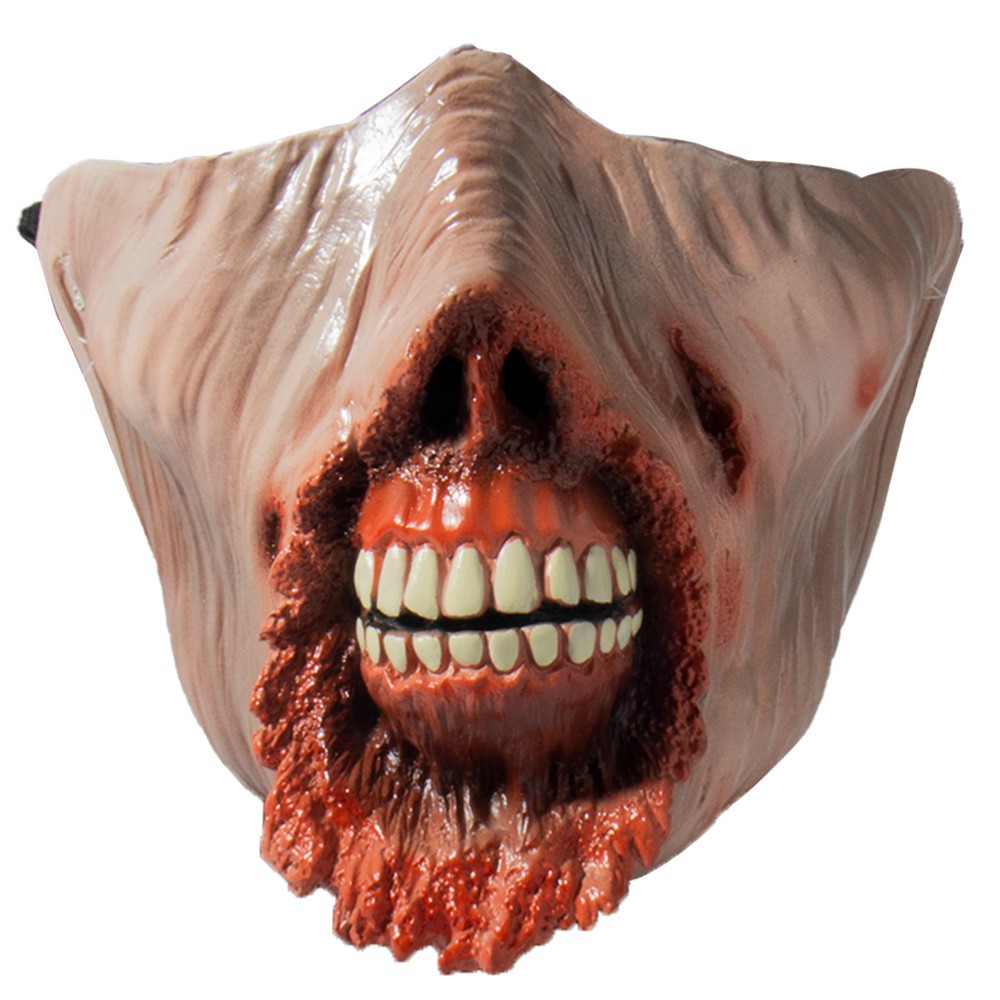 New Halloween Horror Gory Zombie Pointed Teeth Half Face Mask Mutant Zombie Latex Masks. 