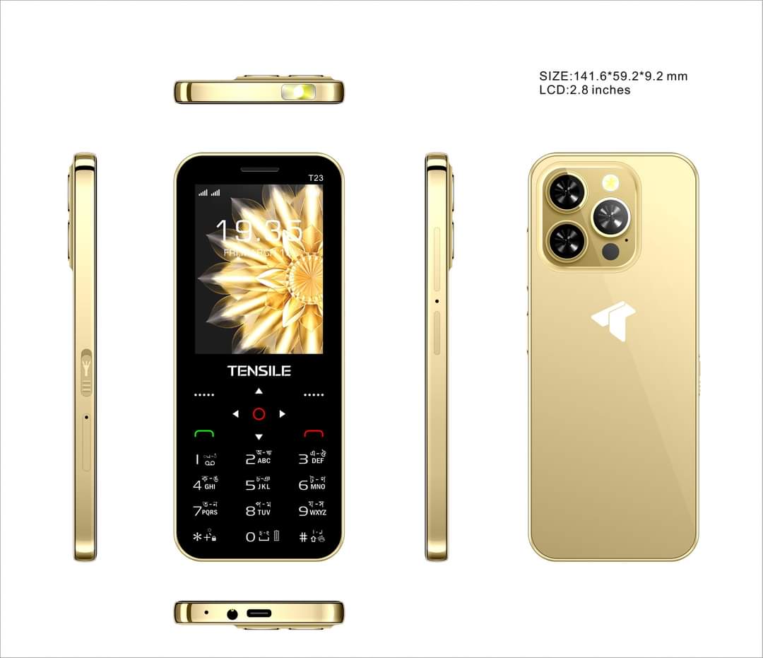 Tensile T23 pro max  touch button phone with 14 days replacement & 1 years warranty free t shirt. 