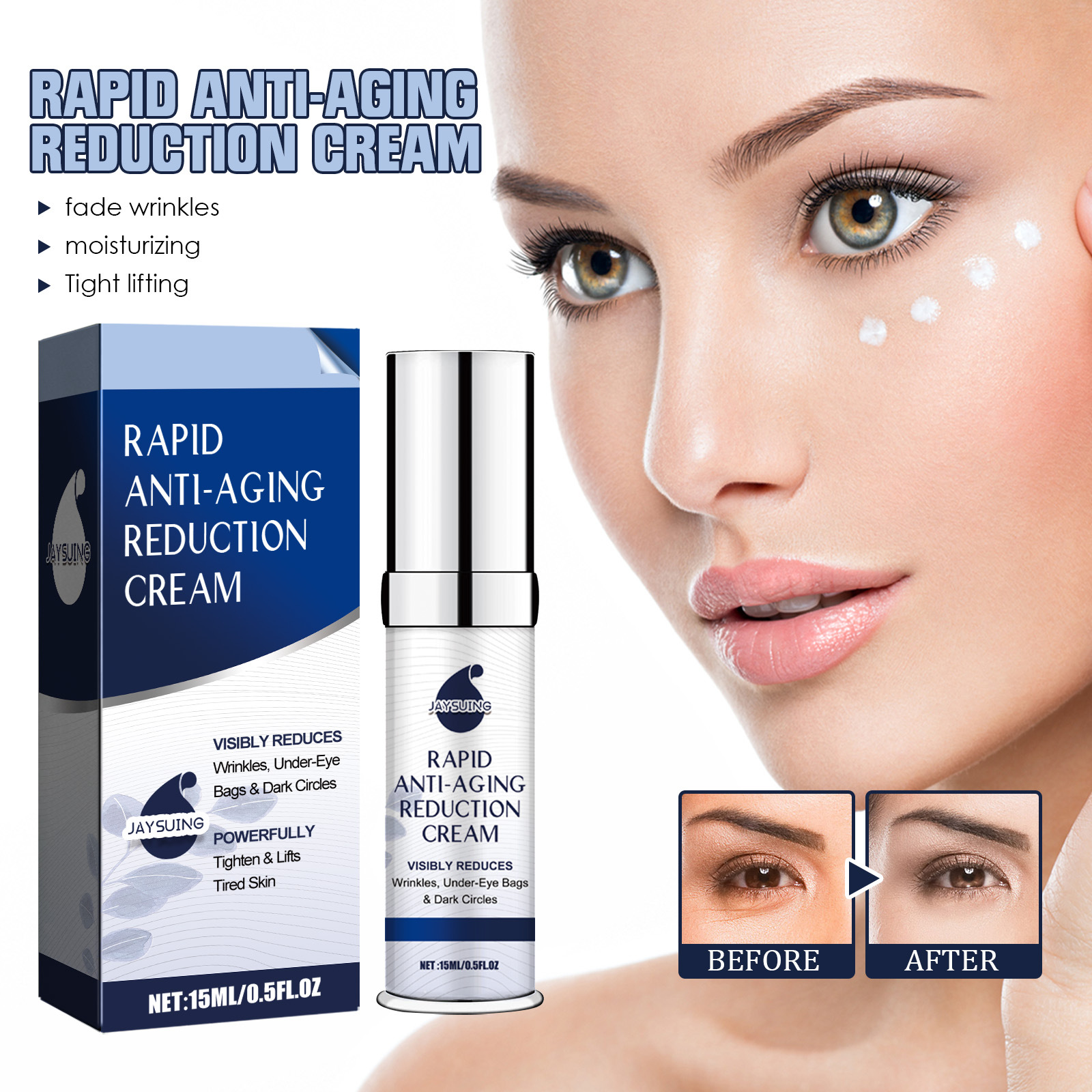 Jaysuing Instant Anti-Wrinkle Eye Cream Reduces the appearance of fine lines around the eyes, lifts and tightens the anti-aging moisturizer