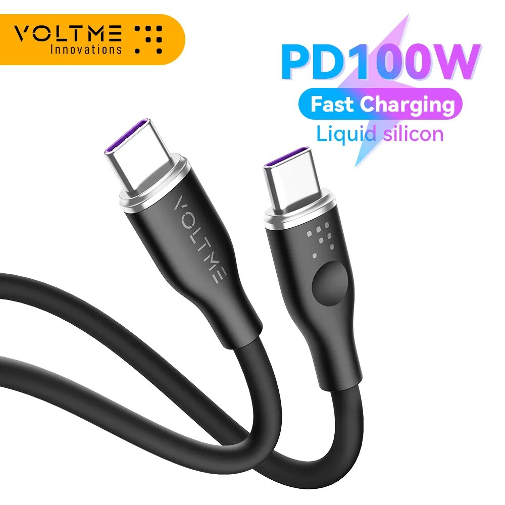 VOLTME USB Type C To USB C Cable 100W PD Fast Charging Charger Wire Cord Type-C USBC Cable For Macbook Samsung Xiaomi Huawei