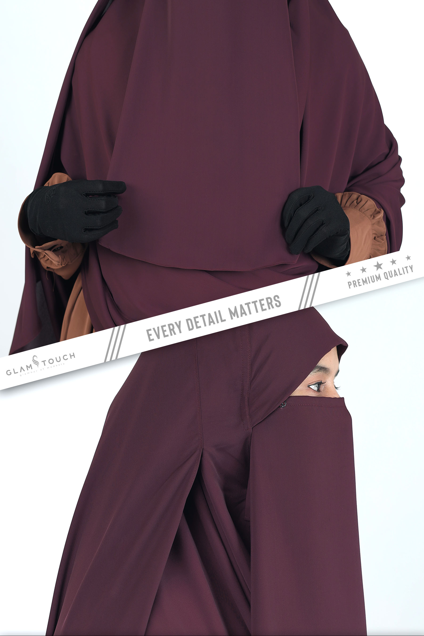 Glam Touch Extra Coverage One Loop Ready Hijab Set. 