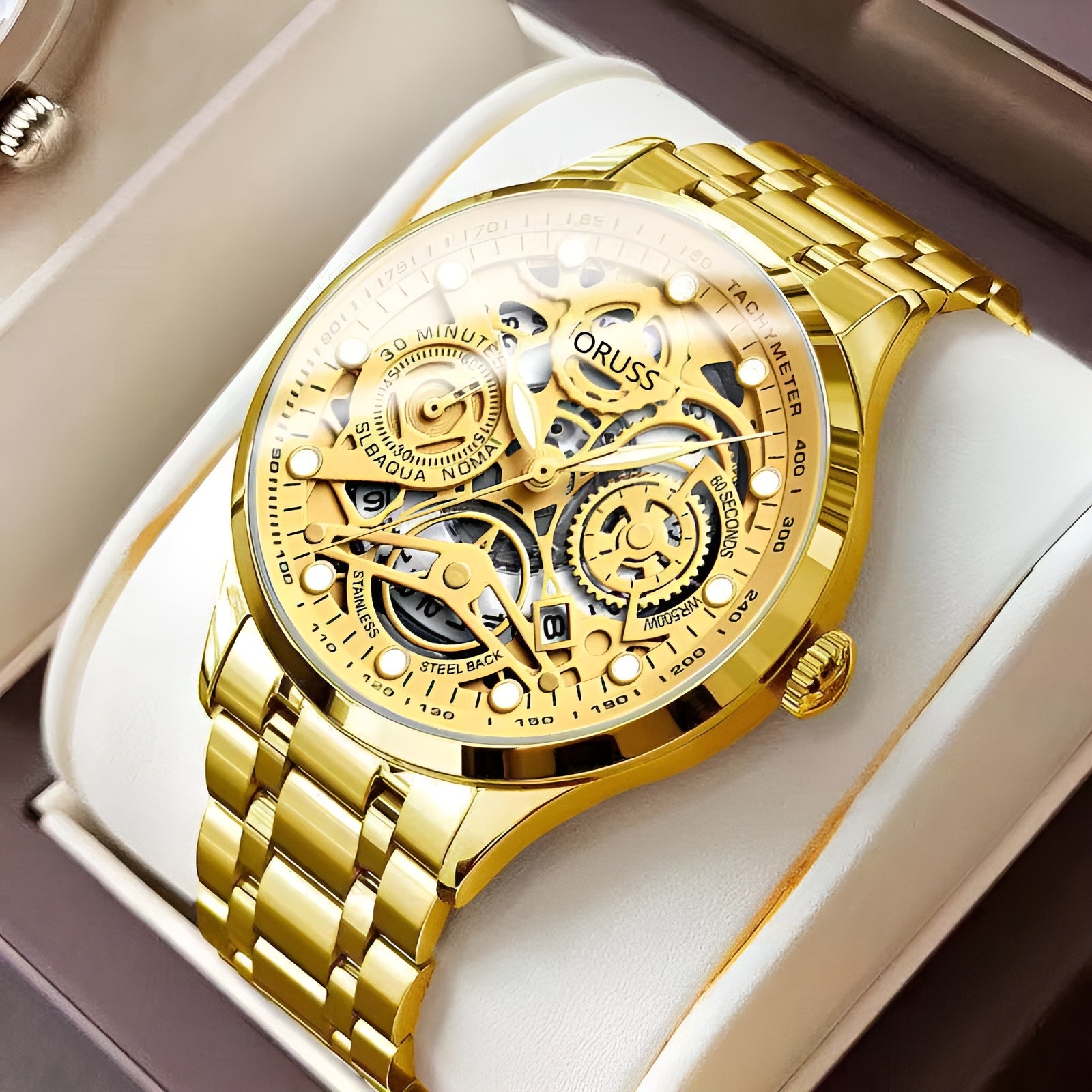 Fully Automatic Hollow-out Movement Watch Calendar Men Watch Luminous Mechanical Watch