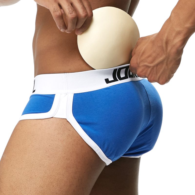 JOCKMAIL Brand Enhancing Mens Underwear Briefs Bulge Gay pad Front + Back Magic buttocks Double Removable Push Up Cup. 