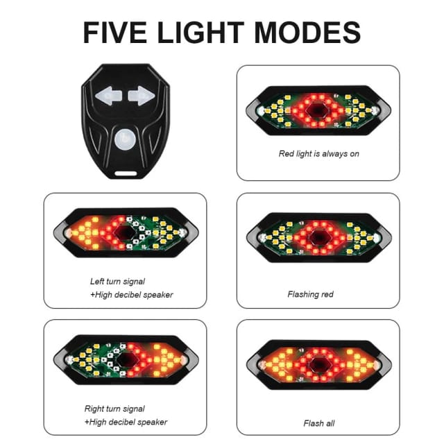 Wireless Bicycle Tail Indicator Light Turn Signals Remote Control With Signal Horn Usb Rechargeable Light - Cycle Accessories - Cycle Accessories - Cycle Accessories. 