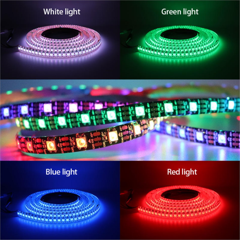 5m WS2812B LED Strip DC 5V 30 60 144 LEDs/M RGB IC Individually Addressable IP30 65 67 Flexible Smart Pixels Magic Color Light. 
