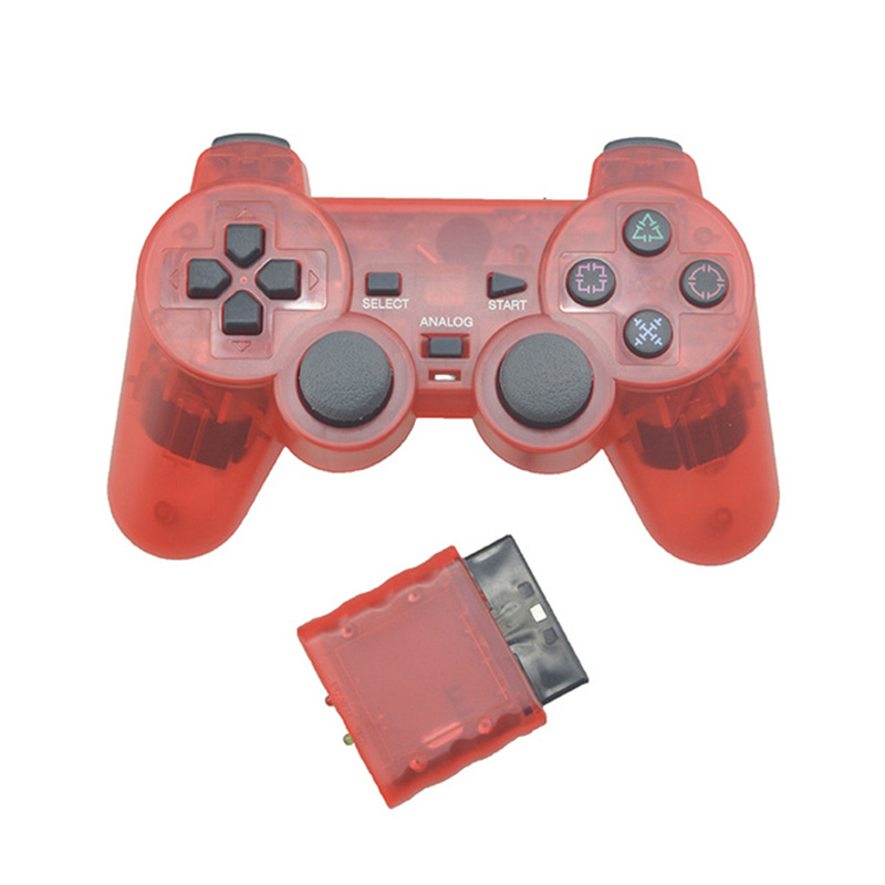 Transparent Color Game Controller For Sony PS2 Wireless gamepad 2.4GHz Vibration Controle Gamepad for Playstation 2. 