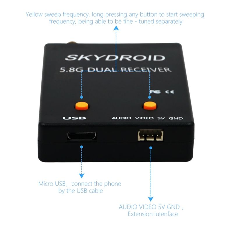 SkyDroid OTG Receiver Dual Antenna for 5.8GHz FPV Receiver. 