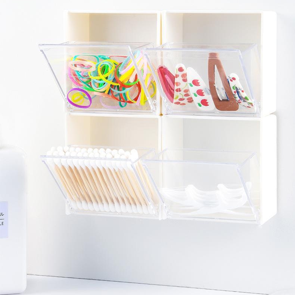 Transparent Adhesive Small Object Storage Box Multifunctional Organizer Storage Box Clamshell Storage Box for Home. 