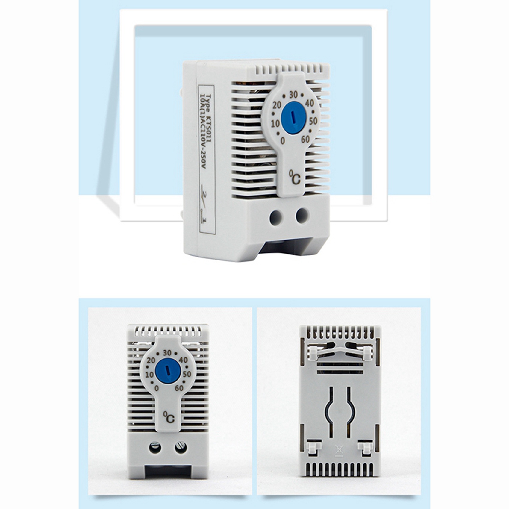 2X KTS011 NO Normally Open Adjustable Mechanical Temperature Controller Cabinet Thermostat Din Rail, for Cooling. 