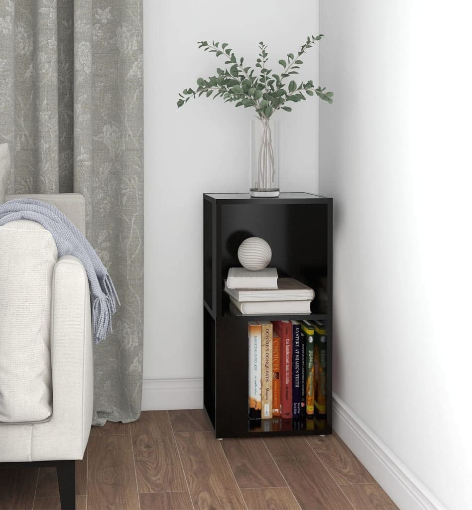 Rotating Bookshelf Wooden Bookcase Corner bedside book shelf, Book Shelves Stackable Floor Standing Storage Organizer Rack, White