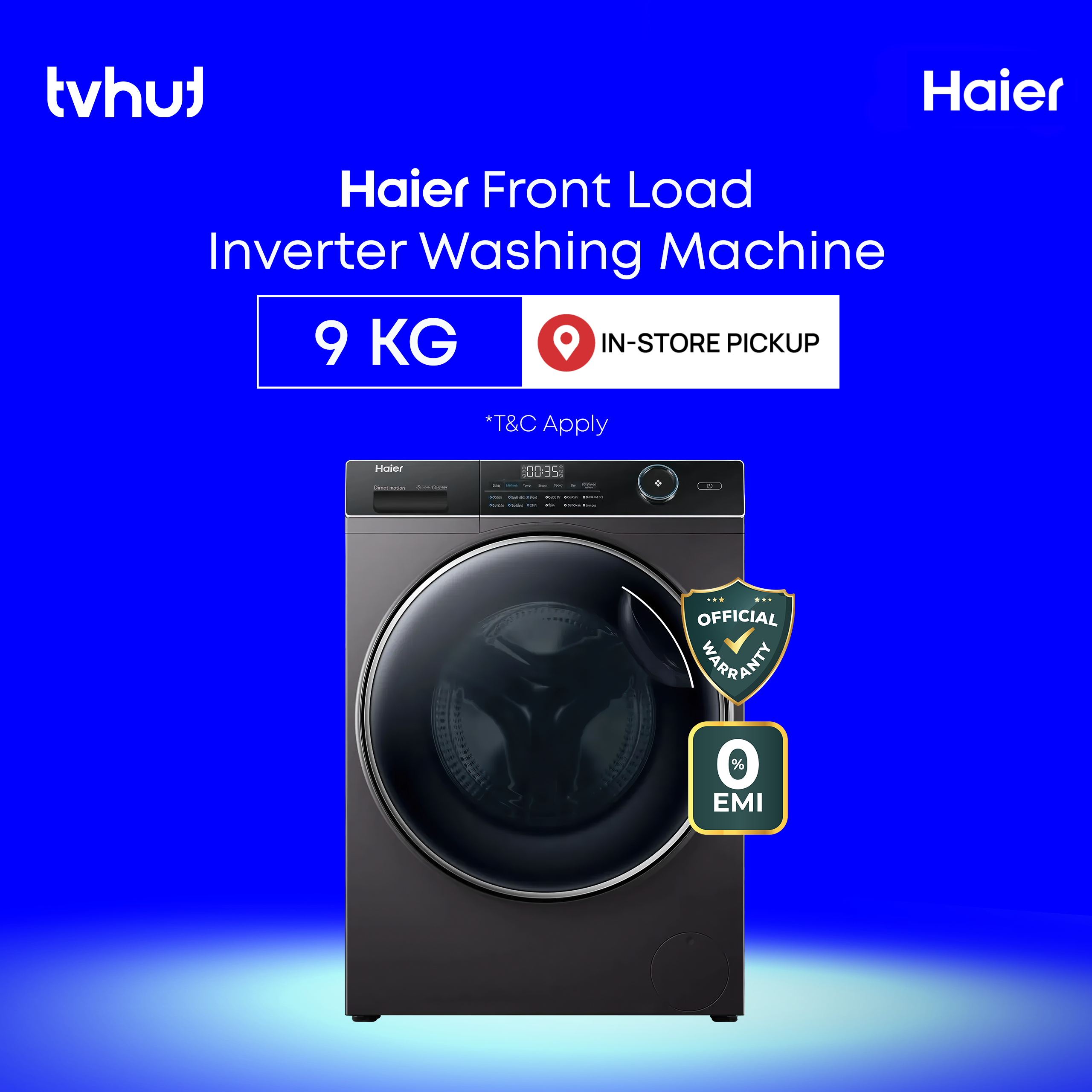 Haier 9 KG Inverter Front Load Washing Machine HW90-BP12357S8 with Official Warranty