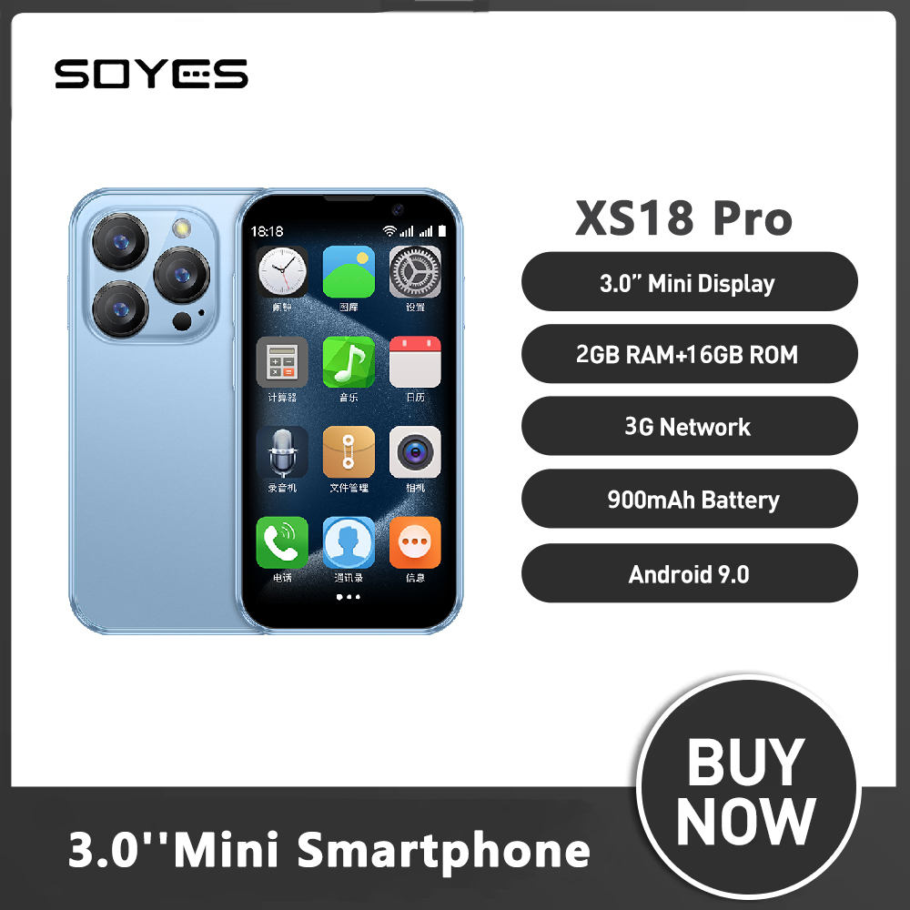 SOYES XS18 Pro Mini Smartphone 3G Network 3.0'' 2GB RAM 16GB ROM Android8.1 With Facial Recognition Dual SIM Standby Small Phone