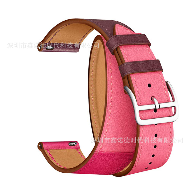[autismaut] Applicable Amazfit GTR Strap Contrast Color Leather Strap Double Ring Strap 42MM 47MM Leather Strap. 