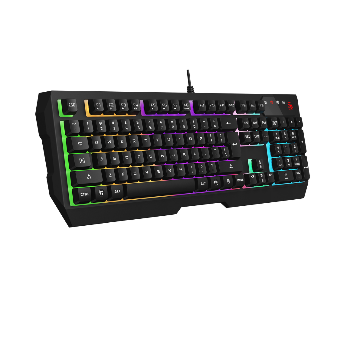 A4tech Bloody B135N Neon Gaming Keyboard - Multi-Key Rollover - 4 Gaming Keycaps - 1ms Key Response - Adjustable Backlights - Game Mode. 