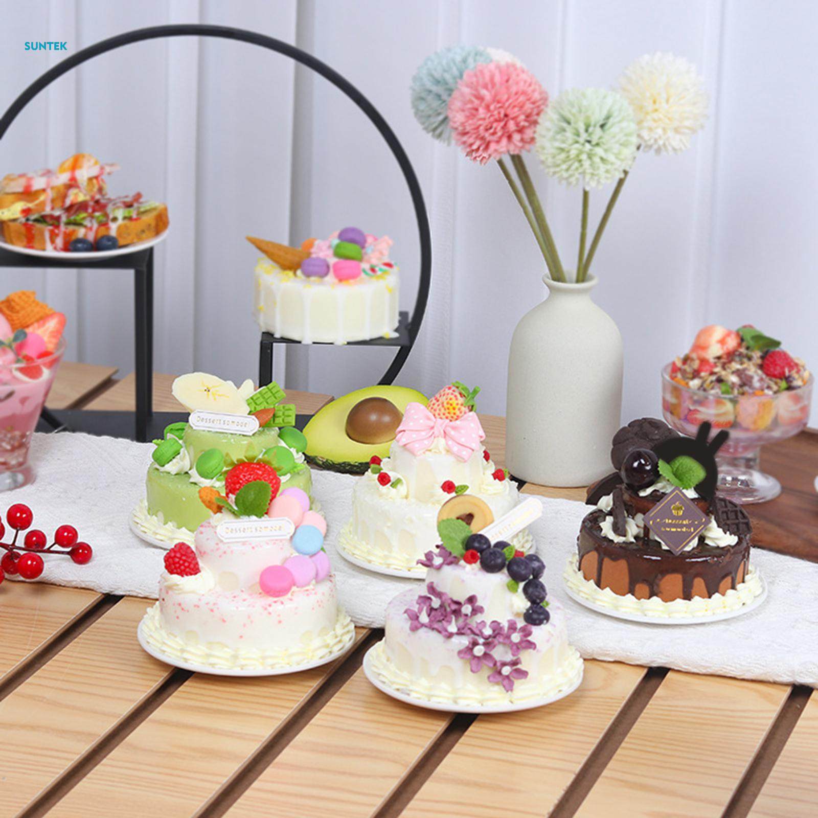 Fake Cake for Display, Artificial Cake Model Decoration Kitchen Photography Props. 