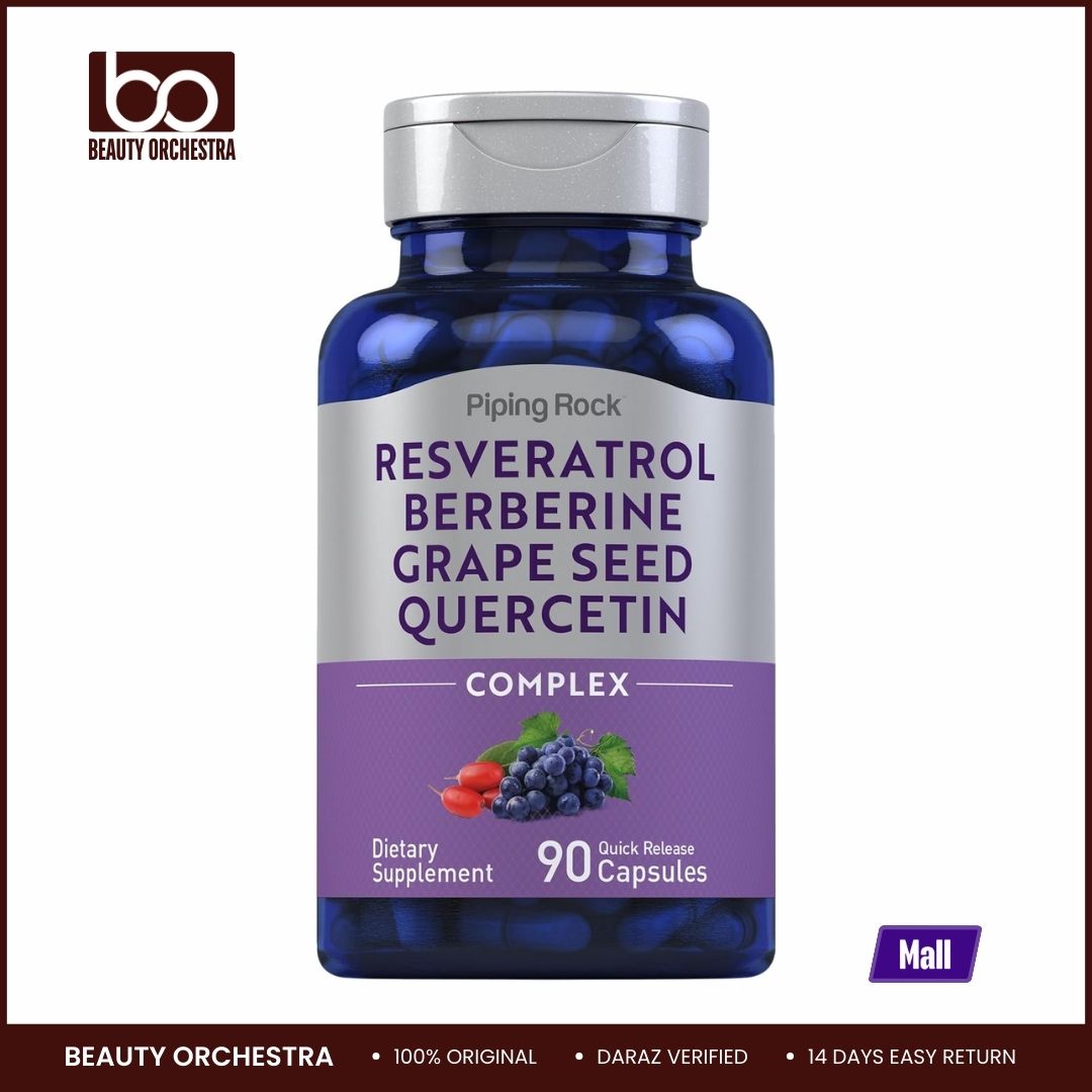 Piping Rock Resveratrol Berberine Grape Seed & Quercetin | 90 Capsules | Non-GMO Gluten Free Supplement