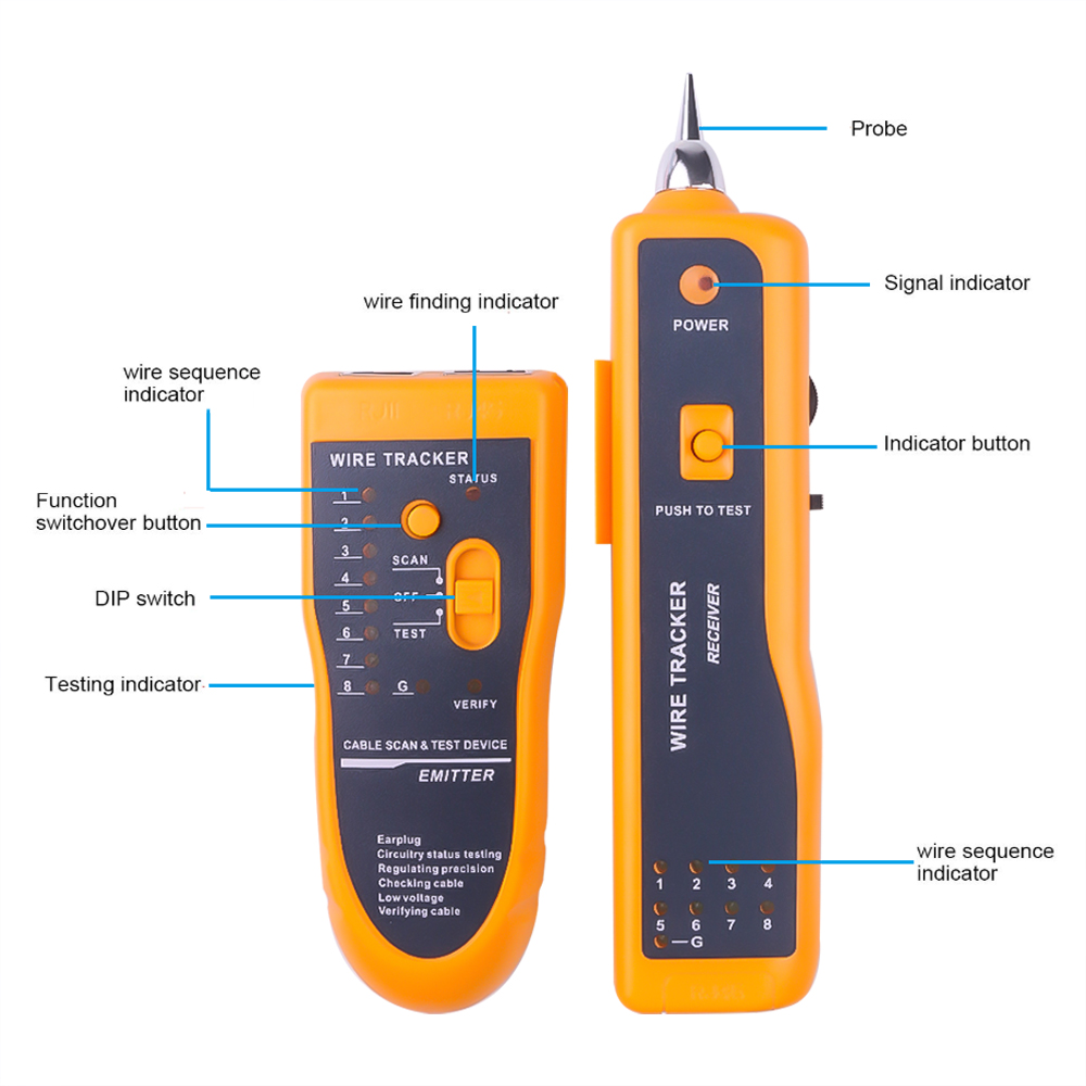 JW-360 LAN Network Cable Tester Diagnose Tone Cat5 Cat6 RJ45 UTP STP Line Finder RJ11 Phone Telephone Wire Tracker Tracer. 