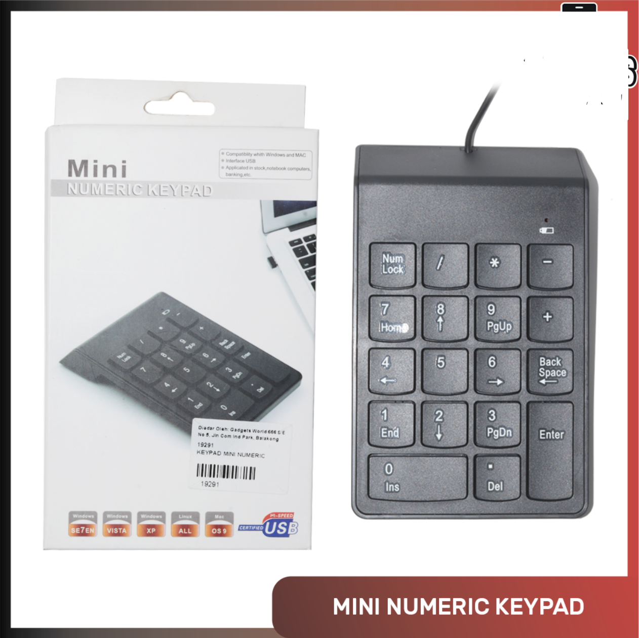 USB Mini 18-keys Num Pad Numeric Number Keypad Keyboard for Laptop Note