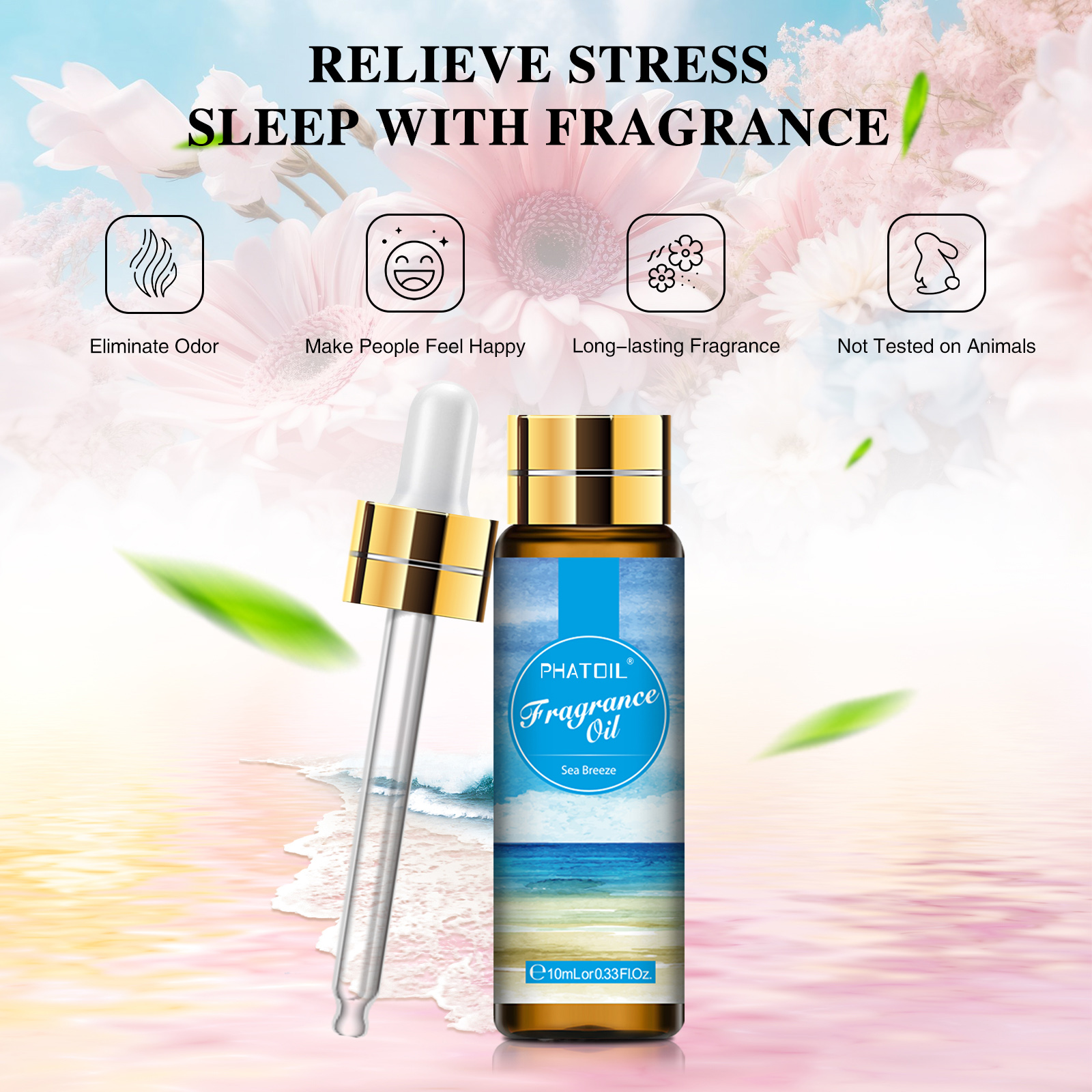 PHATOIL 10ml Fragrance Oil for Scented Candles Soap Making Diffuser Peach Angel Sea Breeze Coconut Vanilla Bubble Gum Strawberry. 