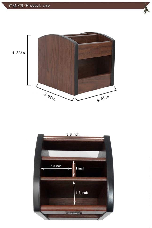 Rotating remote control holder, pen holder for desk,Wooden remote storage Organizer,TV remote control caddy@YCL872R Pen container. 