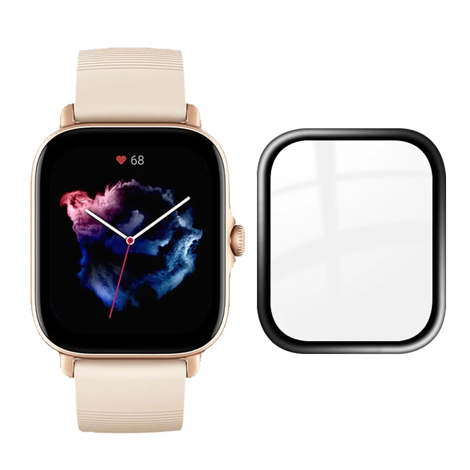 For Amazfit GTS 3 - Screen Protector Plastic 3d Film For Smart Watch HD Clear Curved Edge Full Protective (Not Glass). 