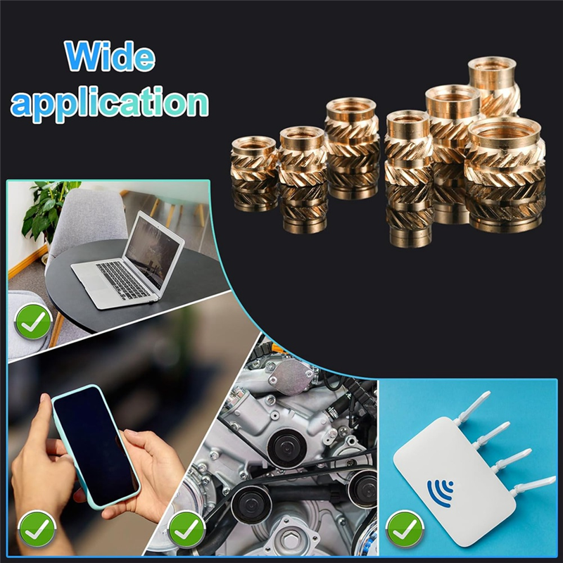 407pcs Brass Threaded Inserts for 3D Printing,M2 M2.5 M3 M 4 M5 M6 Female Thread Metric Knurled Nuts Threaded Heat Set Easy to Use. 
