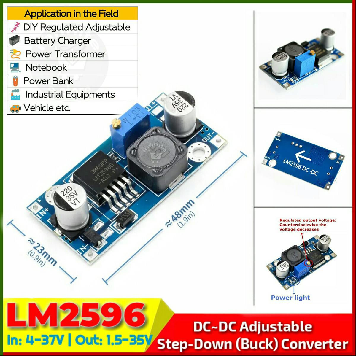 Product details of LM2596 DC Voltage Step Down Module 5-37 Volts Input to 3-35 Volts Output 3 Amp Max