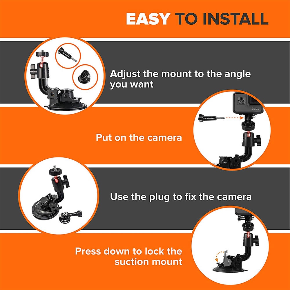 Car Suction Cup Mount for GoPro Hero 10 9 8 7 6 5 4 SONY Insta360 One R X2 DJI OSMO Action Camera Accessories Windshield Window. 