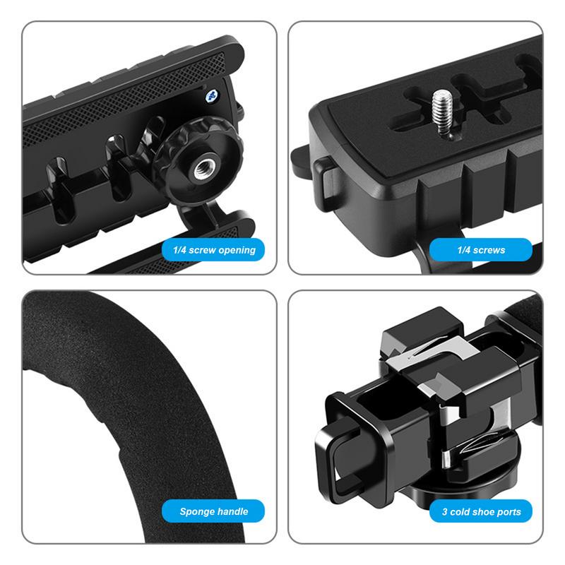 Video Action Stabilizing Handle Camera Handle Photography Equipment Stabilizing Handle Grip With Cold-Shoe Mount Camera Grip. 