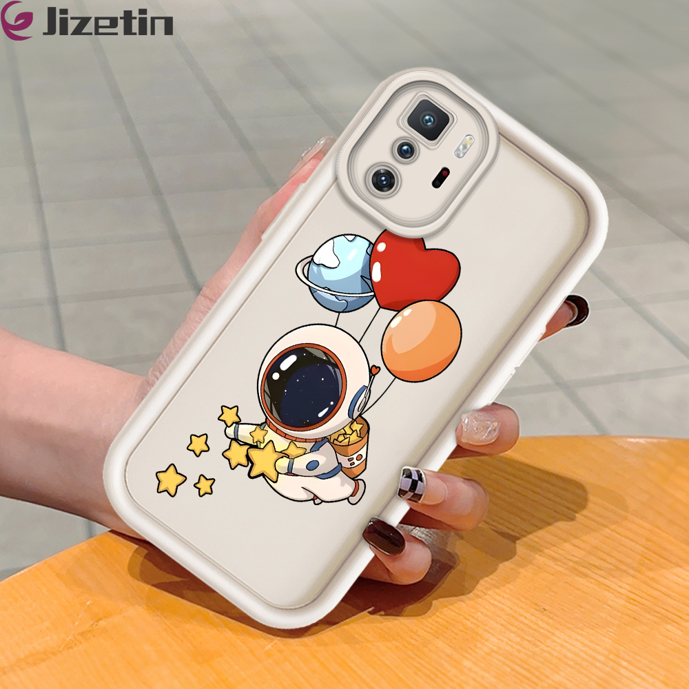 Jizetin for Redmi K40 Gaming Xiaomi Poco F3 GT Back Cover Star Astronaut Ladder Camera Soft Rubber Mobile Phone Case