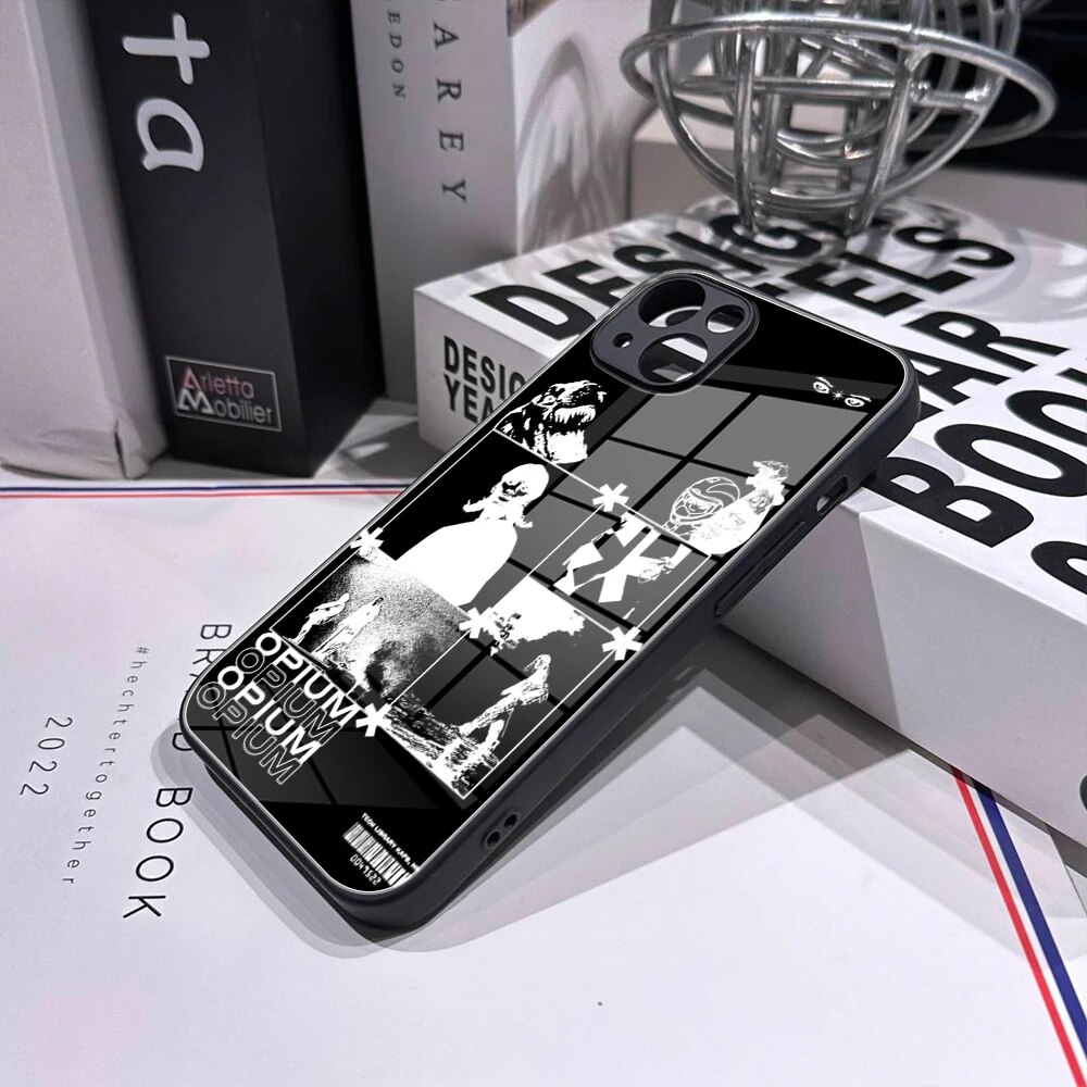 For IPhone13Pro Luxury INS Art-Opium Asterisk Poster Cases Tempered Glass for IPhone14 11 12 XR XS MAX 7/8 X Plus 12 Covers KEEMEEUYZO. 