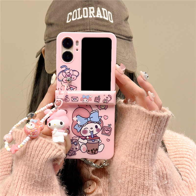 New cute cartoon OPPO Folding Hard Shell Three-Piece Suit OPPO find N2/N3 flip Phone case. 
