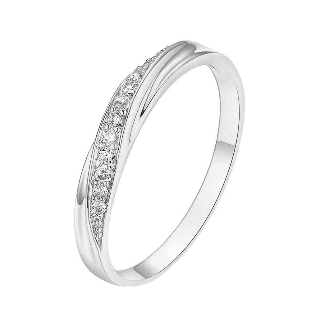Round Cubic Zirconia Inlaid Women Wedding Engagement Finger Ring Jewelry Gift