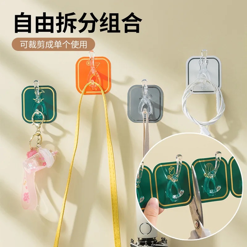 6pcs Heavy Duty Waterproof Sticky Hooks: Clear and Discreet Wall Hooks for Bathroom, Kitchen, and Office Tapestries & Hangings. 