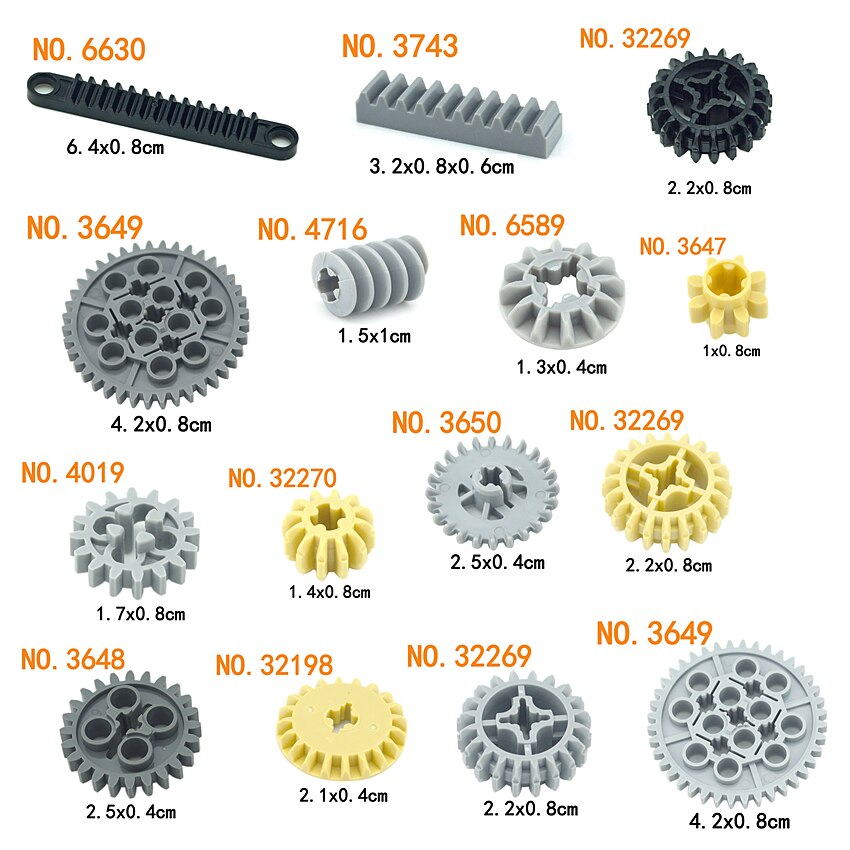 MOC Technical Gear Axle Bricks Parts Worm Rack Conector Train Car Crane Model Leduo 92693 3743 62821 Assembles Particles. 