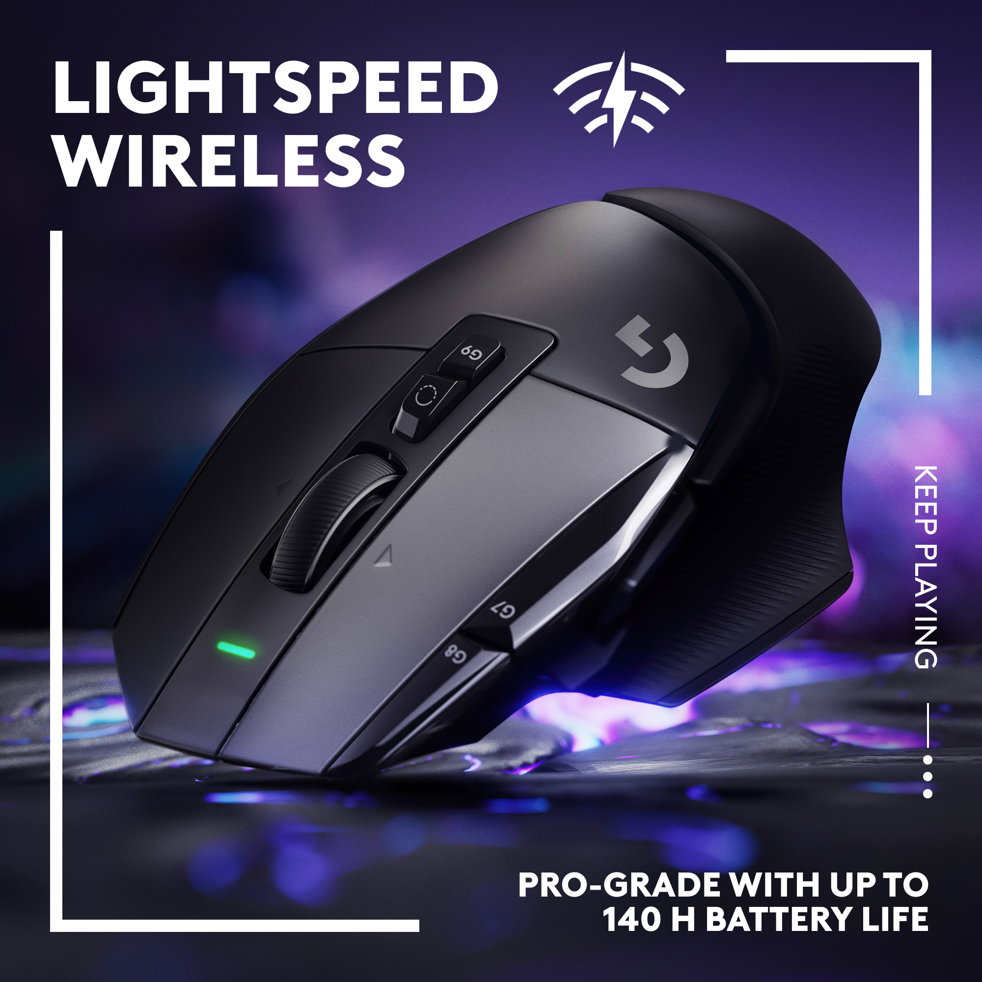 Logitech G502 X Lightspeed Wireless Gaming Mouse - Optical Mouse with LIGHTFORCE Hybrid Optical-Mechanical switches, Hero 25K Gaming Sensor, Compatible with PC/macOS/Windows - Black. 