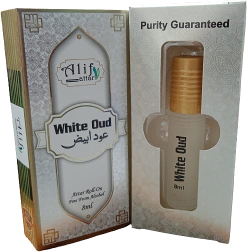 White Oud Attar by Alif 8ml Roll On Long Lasting Fragrance. 